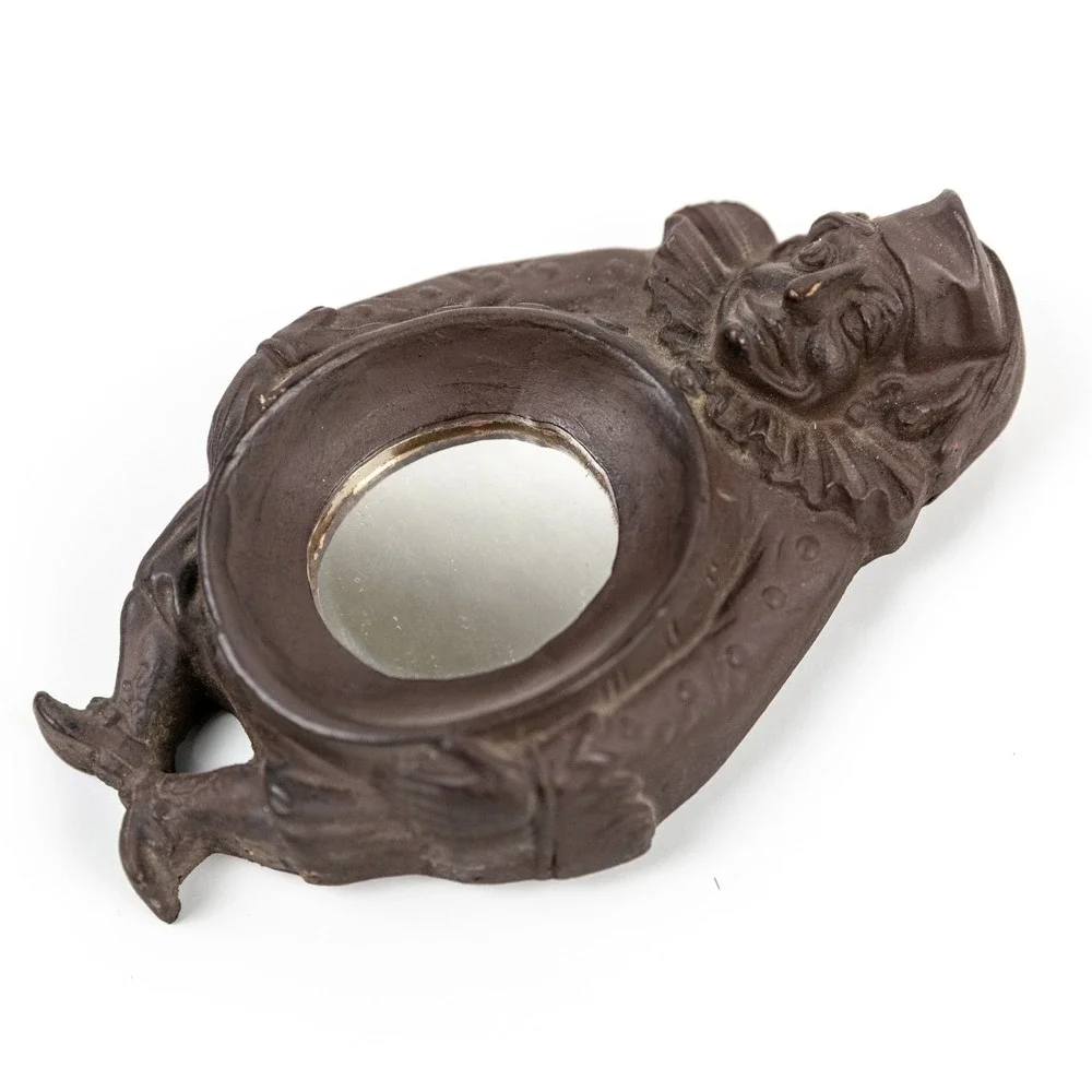 Vintage Gargoyles Studio NY Jester Clown Small Wall Mirror Faux Bronze 5 Inch
